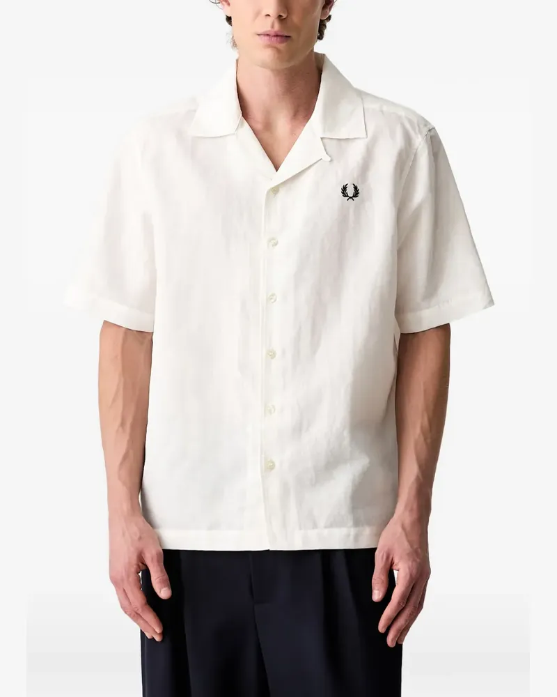 Fred Perry embroidered-logo camp-collar shirt - Nude Nude