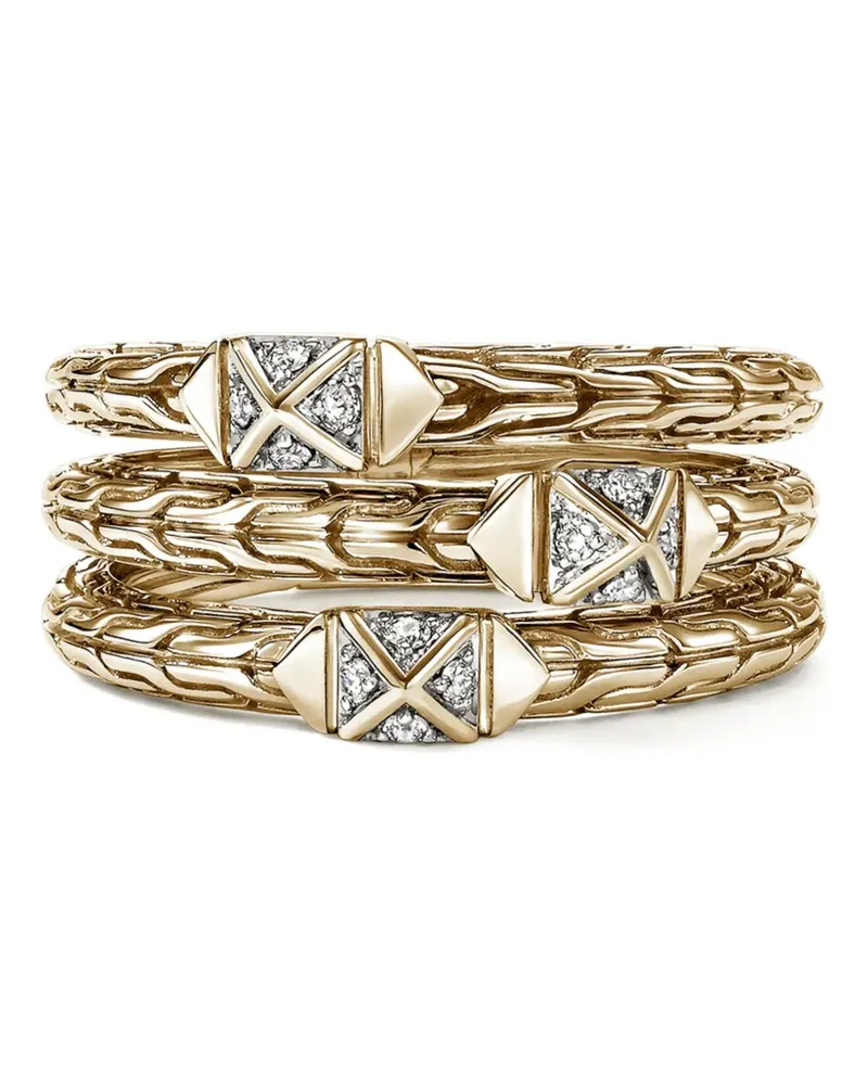 John Hardy diamond triple row Ring - Gold Gold