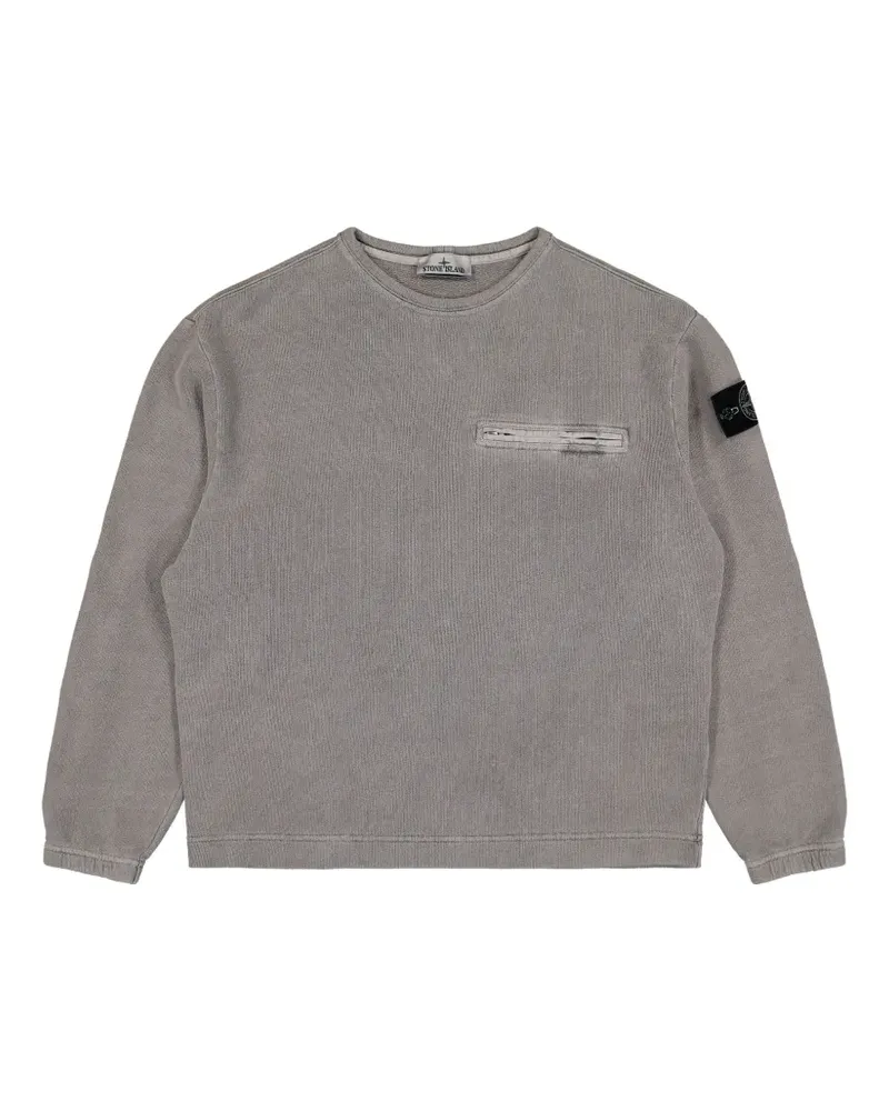 Stone Island 6100028 mineral-dyed cotton-fleece oversized-fit crewneck sweatshirt with chest pocket - Grau Grau