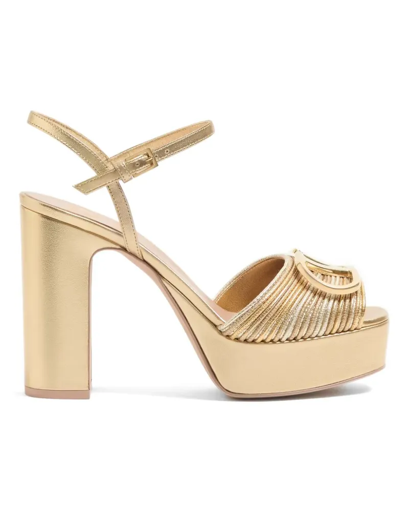 Valentino Garavani VLogo Signature Metallic Plateau-Sandalen mit Cornely Stickerei 115mm - Gold Gold