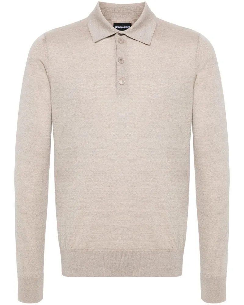Giorgio Armani Langärmeliges Poloshirt Nude