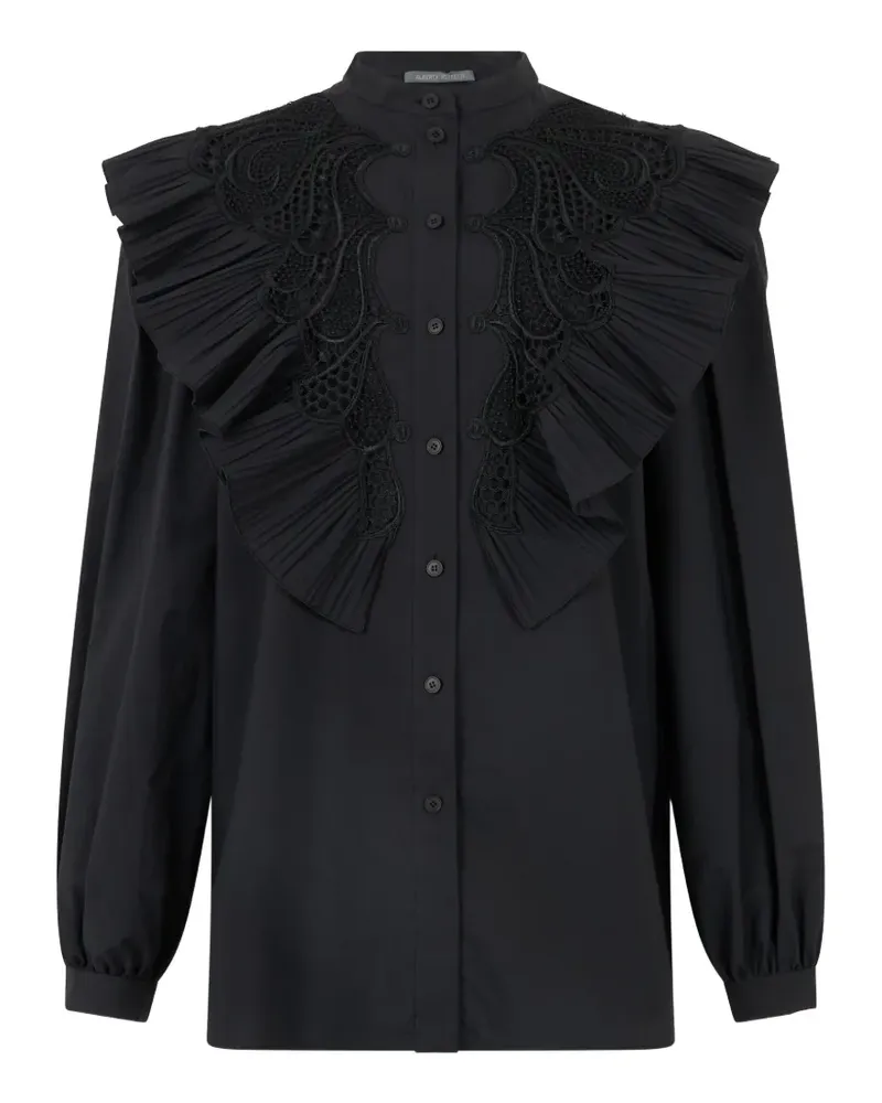 Alberta Ferretti ruffled lace-panel shirt - Schwarz Schwarz