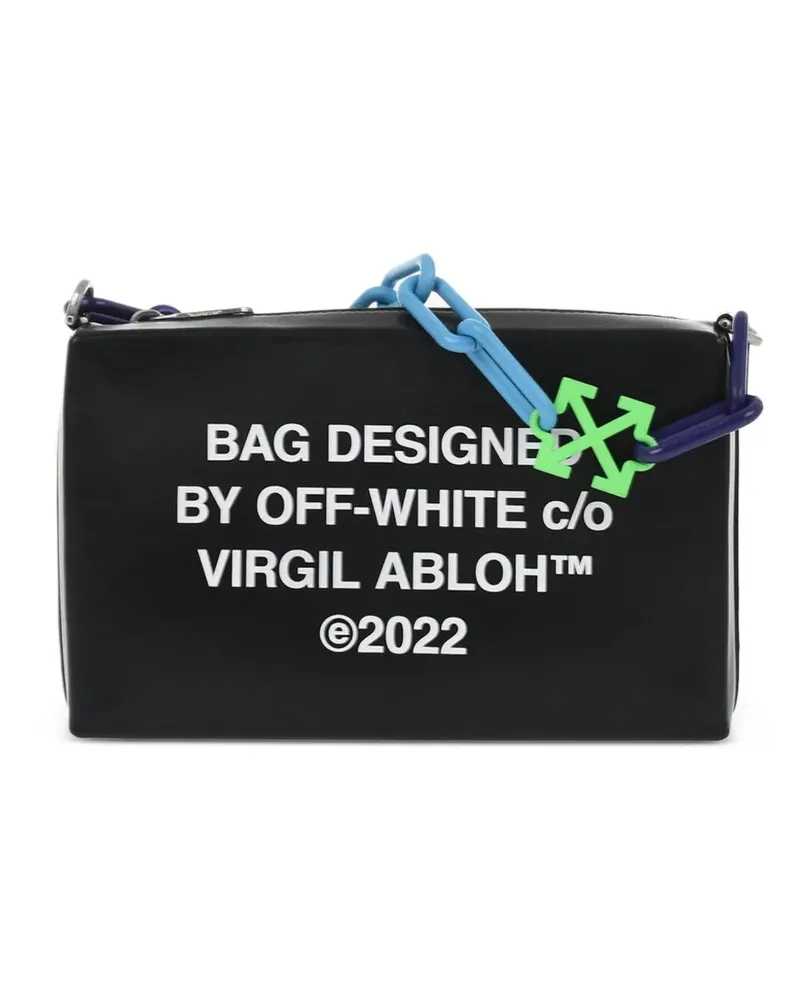 OFF-WHITE logo-print chain-link shoulder bag - Schwarz Schwarz