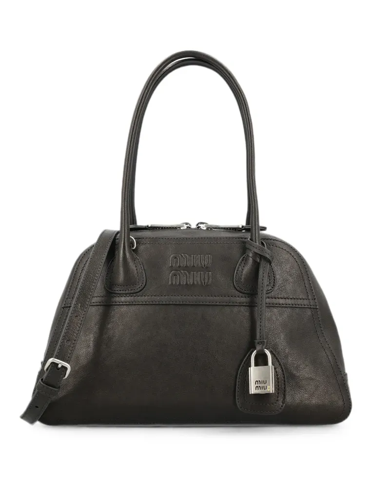Miu Miu Vivant logo-embossed leather tote bag - Schwarz Schwarz