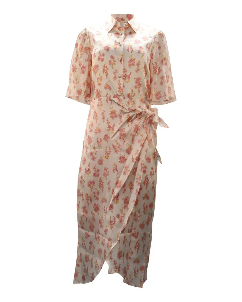 LES RÊVERIES Midi-Hemdkleid mit Blumen-Print - Weiß Weiß