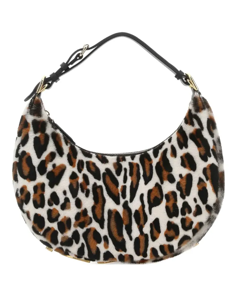 Fendi Kleine graphy Schultertasche mit Leoparden-Print - Weiß Weiß