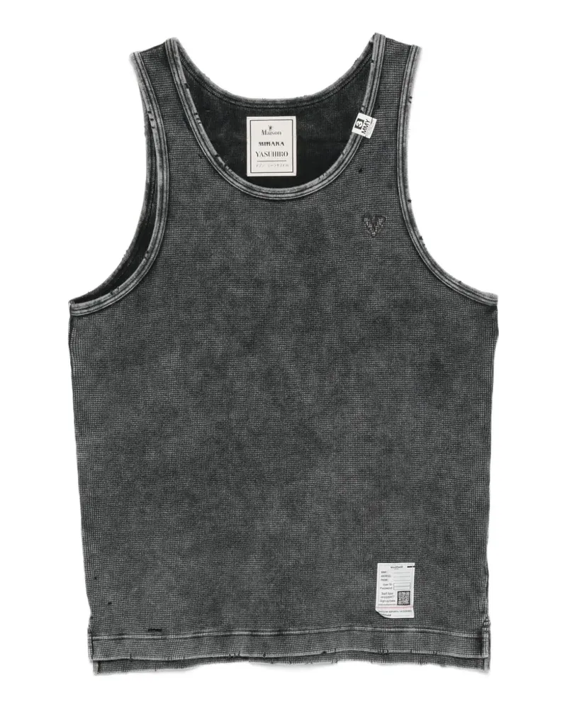 MIHARAYASUHIRO distressed waffle-knit tank top - Schwarz Schwarz