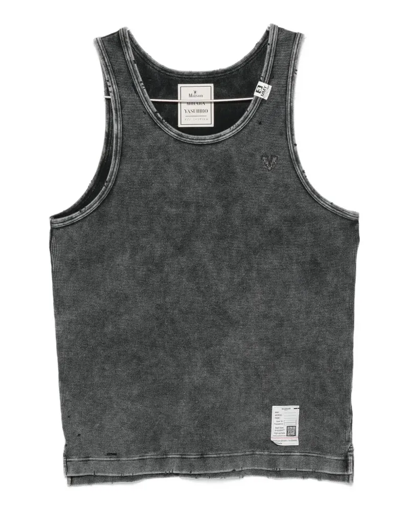 MIHARAYASUHIRO distressed waffle-knit tank top - Schwarz Schwarz