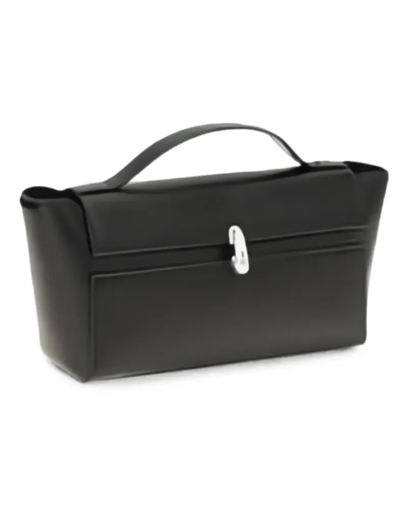 SAVETTE Trapeze leather tote bag - Schwarz Schwarz