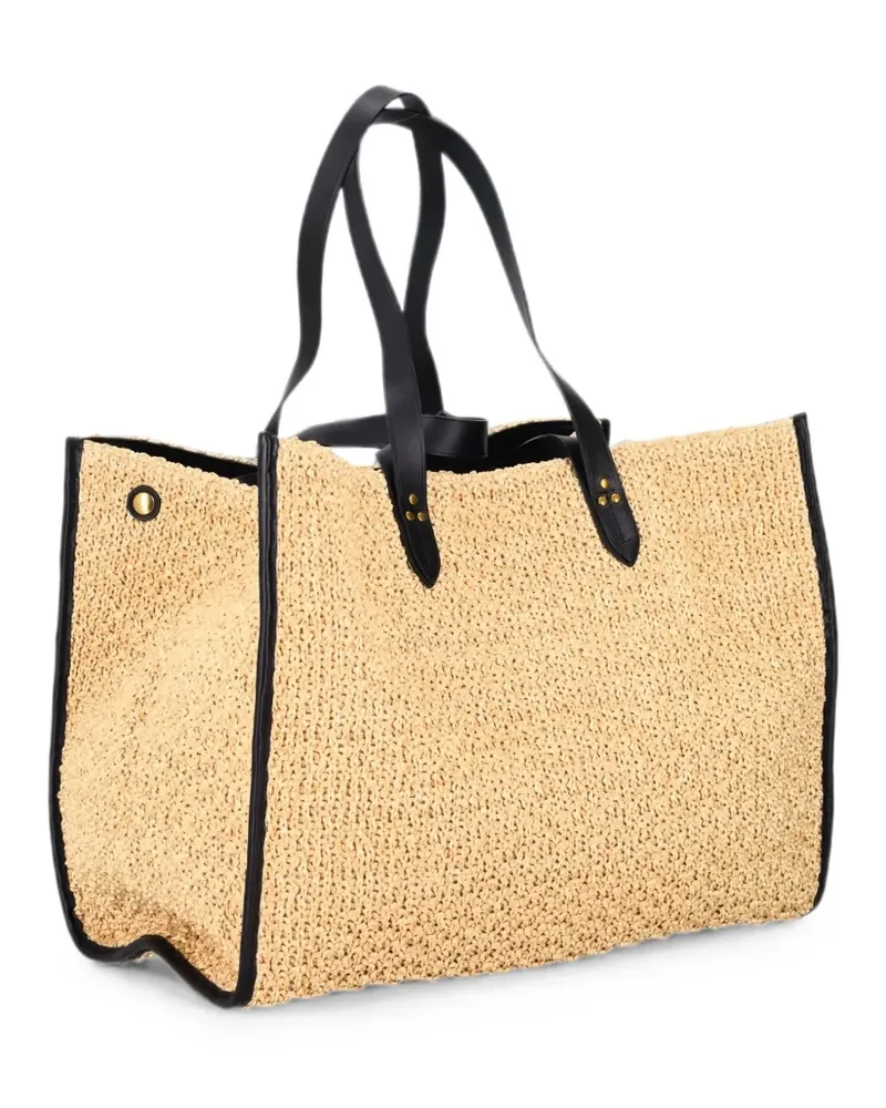 Jérôme Dreyfuss Große Leon Tote Bag mit Lederbesatz - Nude Nude