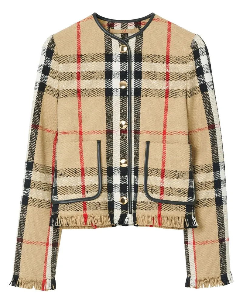 Burberry Karierte Bouclé-Jacke - Nude Nude