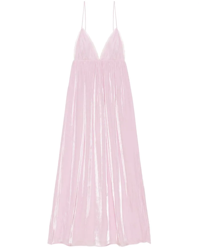Ganni Maxikleid im Metallic-Look - Rosa Rosa