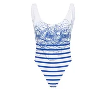 abstract striped swimsuit