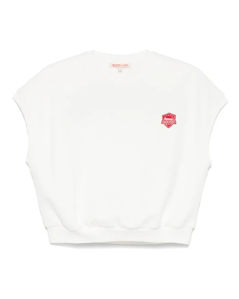 Maje Cropped-Sweatshirt mit Logo-Stickerei - Weiß Weiß