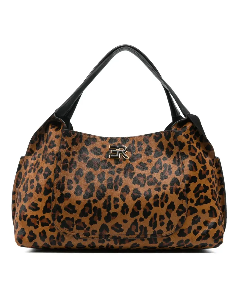 Ermanno Scervino leopard-print leather tote bag - Braun Braun