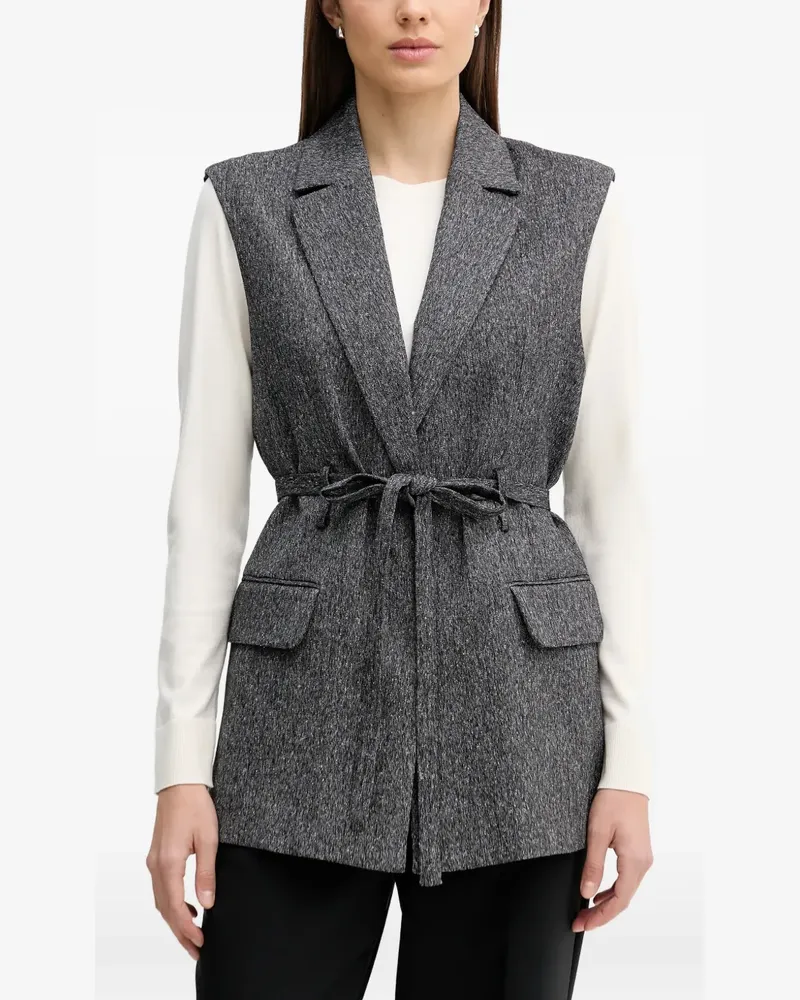 Sisley herringbone belted vest - Grau Grau