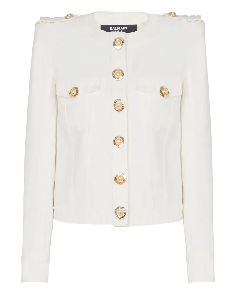 Balmain Cropped-Jacke aus Canvas - Weiß Weiß