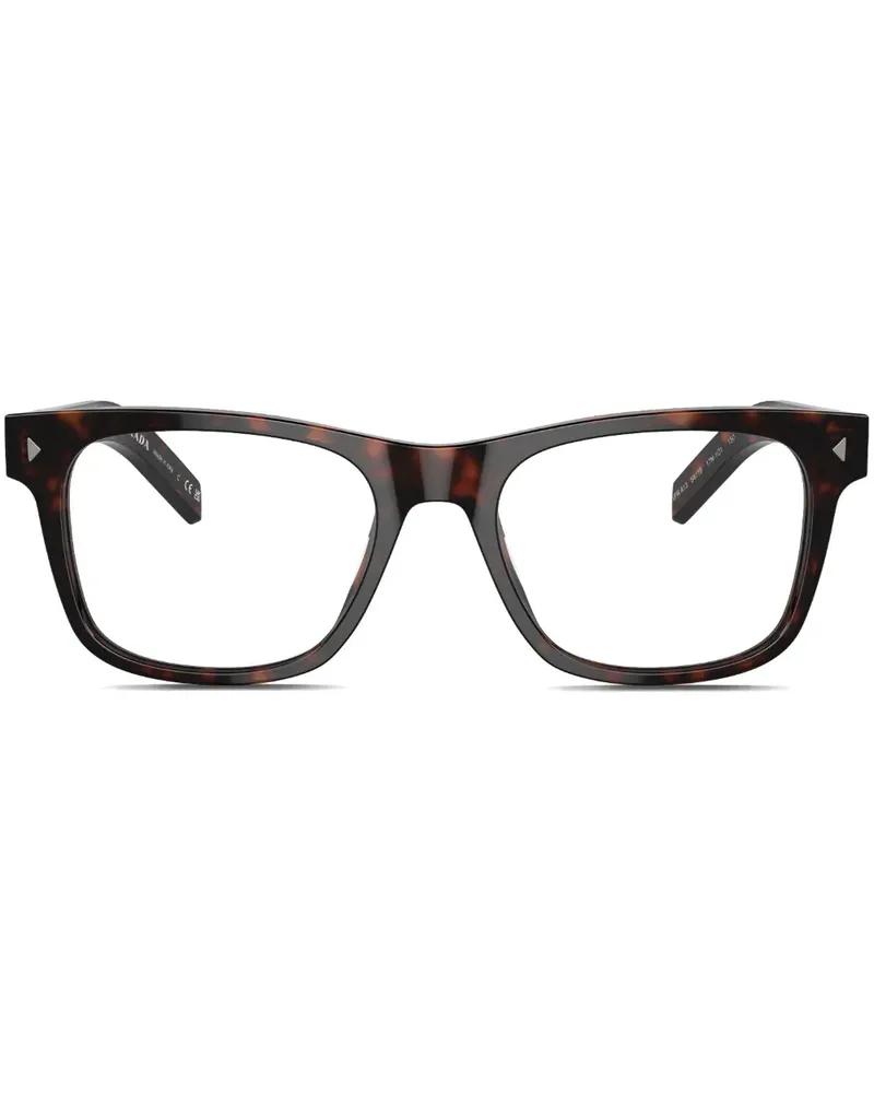 Prada Eckige Brille mit Nietendetail - Braun Braun