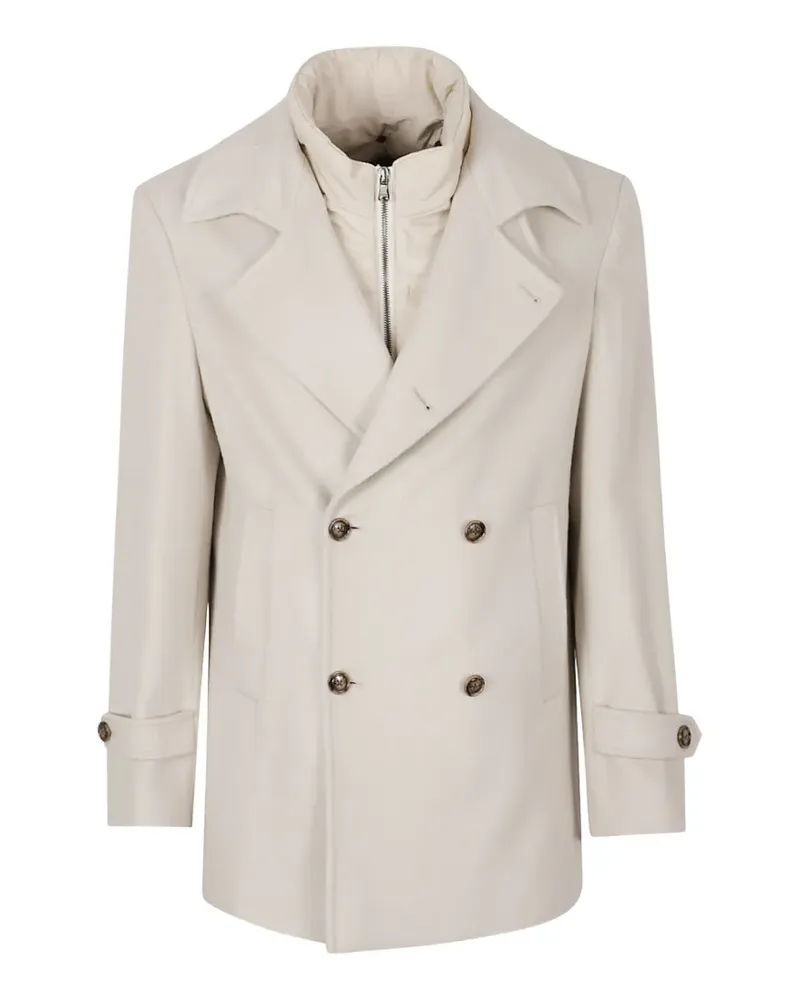 BARBA double-breasted layered coat - Nude Nude