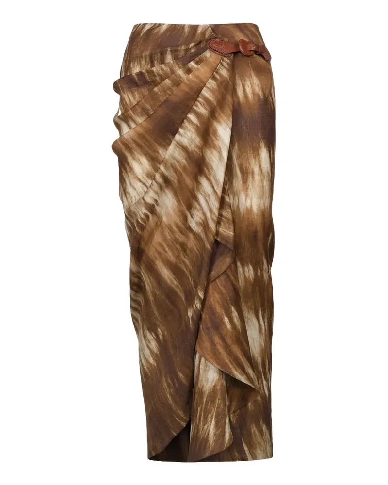 Johanna Ortiz Expedition draped linen skirt - Braun Braun
