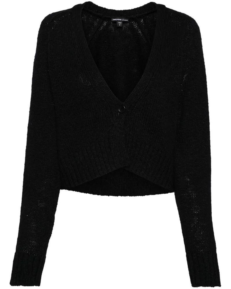 James Perse Klassischer Cropped-Cardigan Schwarz