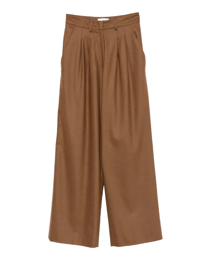 PT TORINO Wide-Leg-Hose mit Bundfalten - Braun Braun