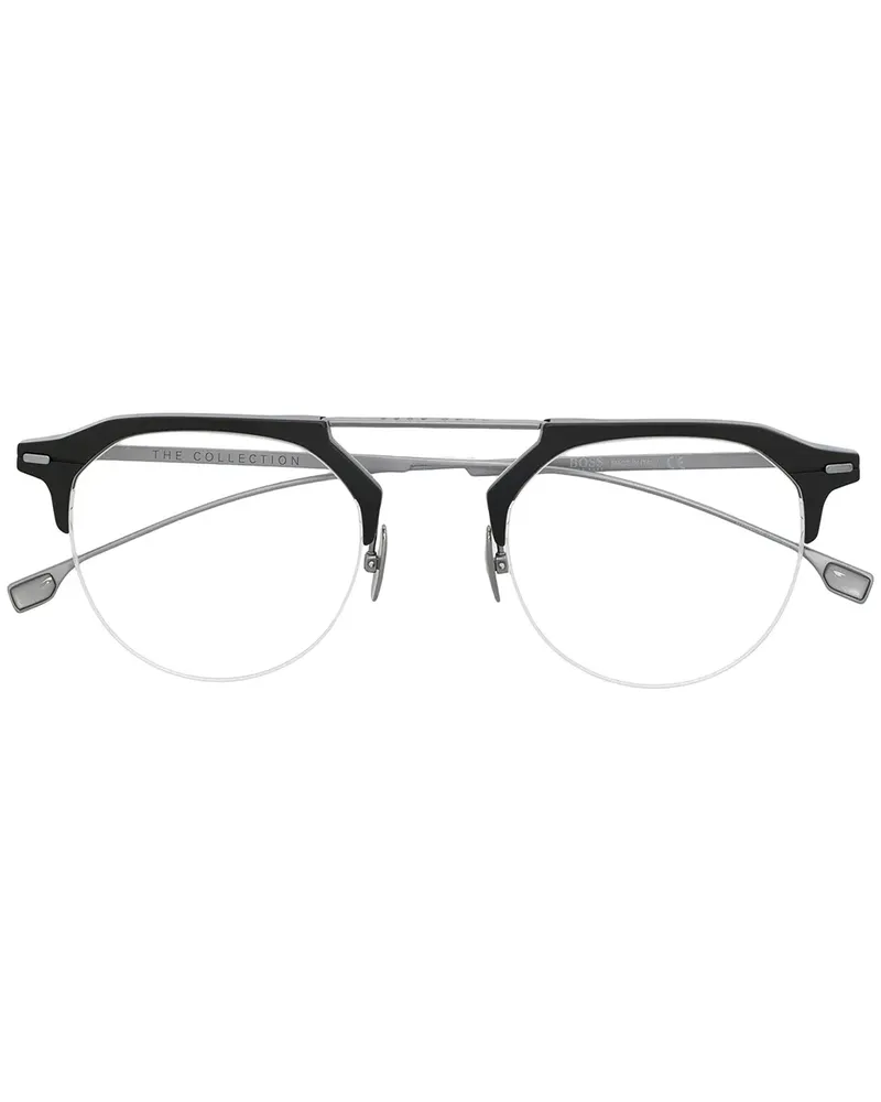 HUGO BOSS Brille mit geometrischem Gestell - Silber Silber