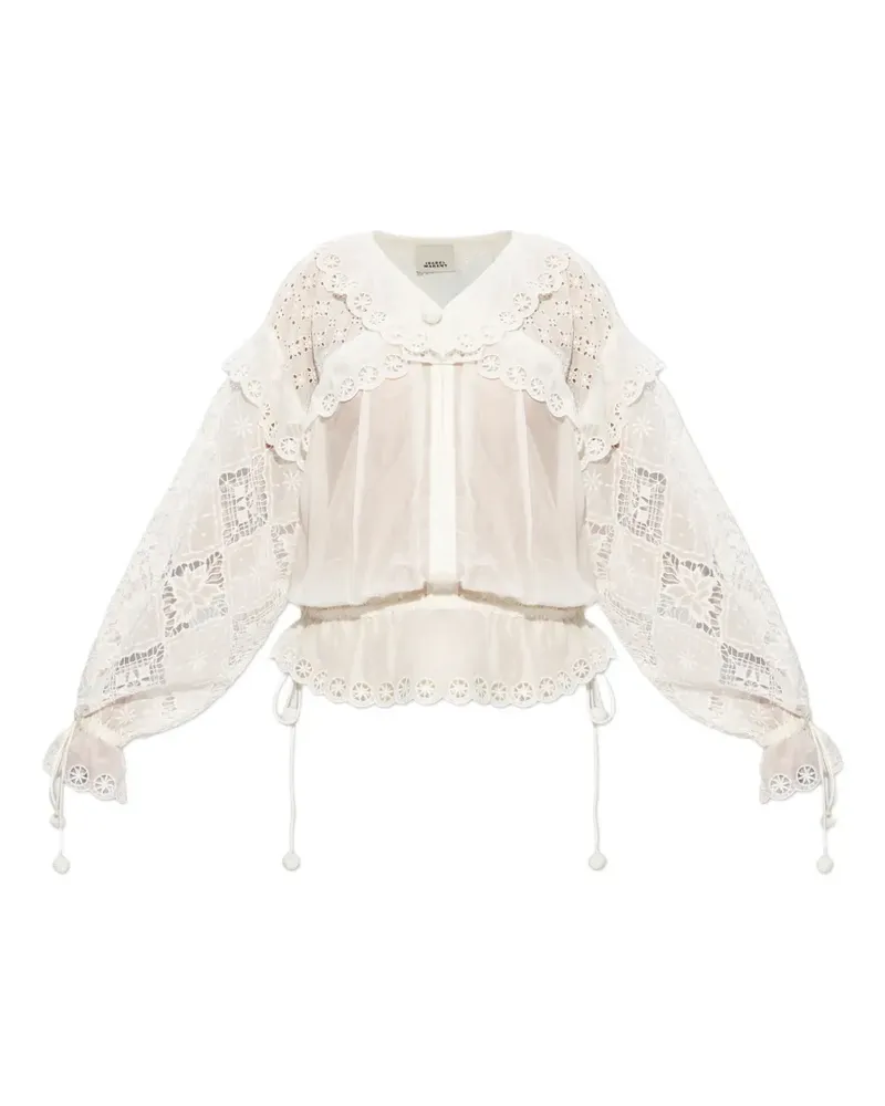 Isabel Marant broderie-anglaise drawstring blouse - Weiß Weiß