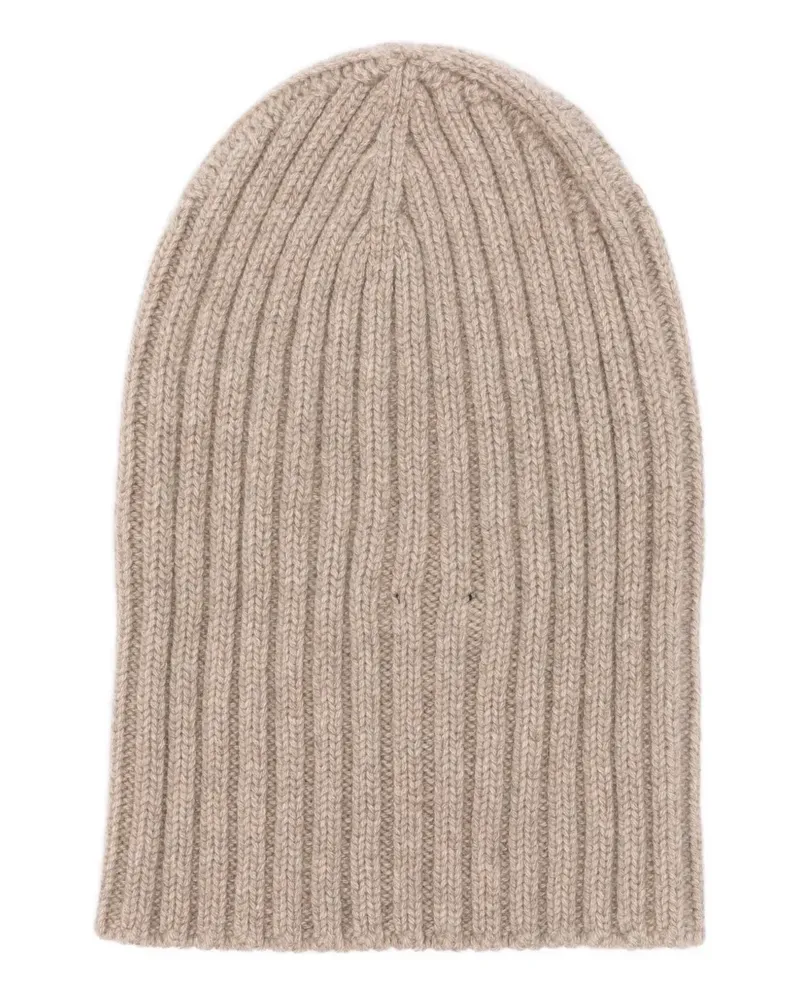 CENERE GB ribbed beanie hat - Nude Nude