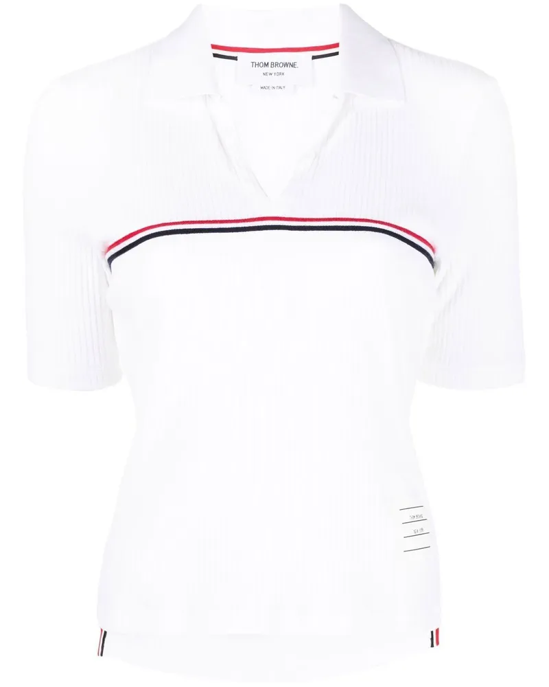Thom Browne Geripptes Poloshirt - Weiß Weiß