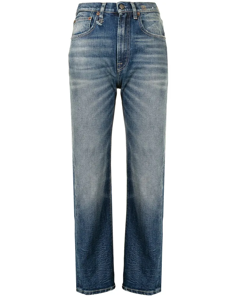 R13 Gerade High-Rise-Jeans Blau