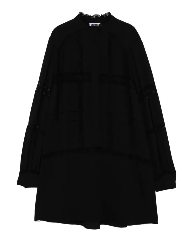 Dice Kayek lace-trim long-sleeve dress - Schwarz Schwarz