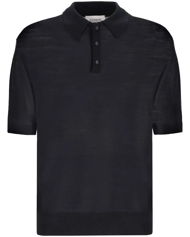 Laneus Gestricktes Poloshirt - Schwarz Schwarz