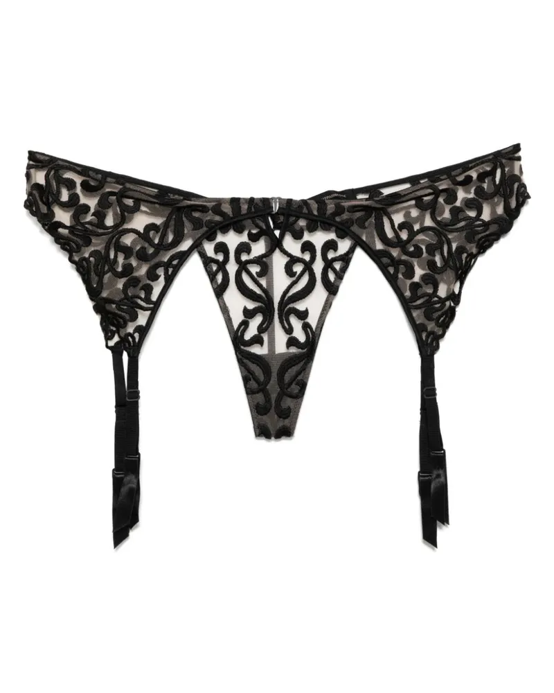 Kiki De Montparnasse Leah Strumpfhalter mit G-Detail - Schwarz Schwarz