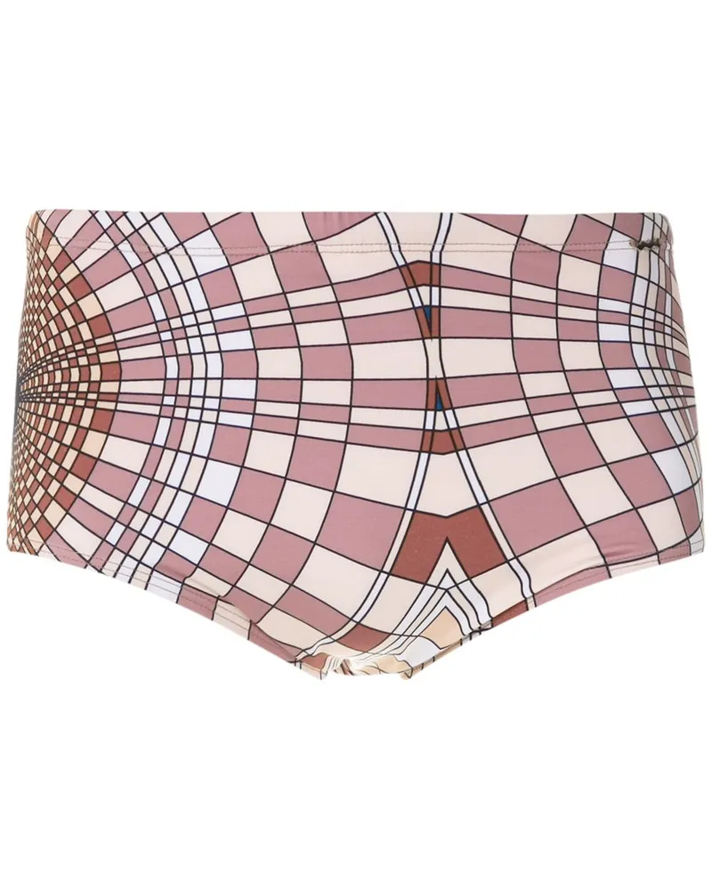 Amir Slama Badehose mit "Cocar"-Print - Nude Nude