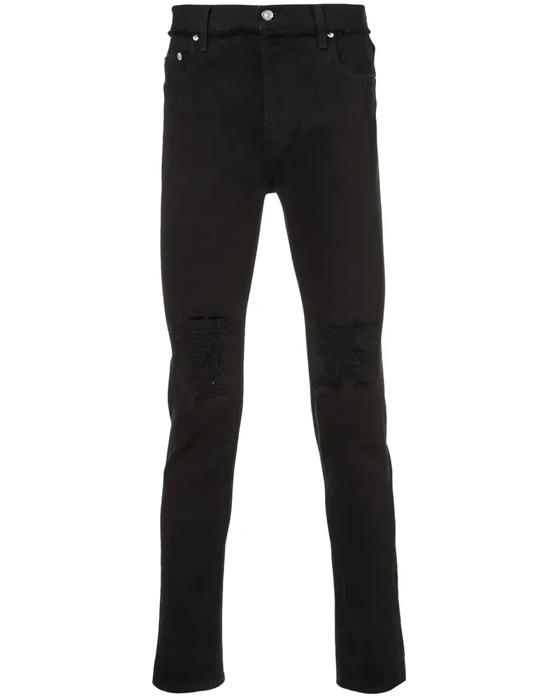 Christian Dada Schmale Jeans mit Distressed-Optik - Schwarz Schwarz