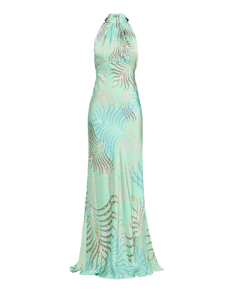 Saloni Michelle Abendkleid mit Stehkragen - Grün Grün