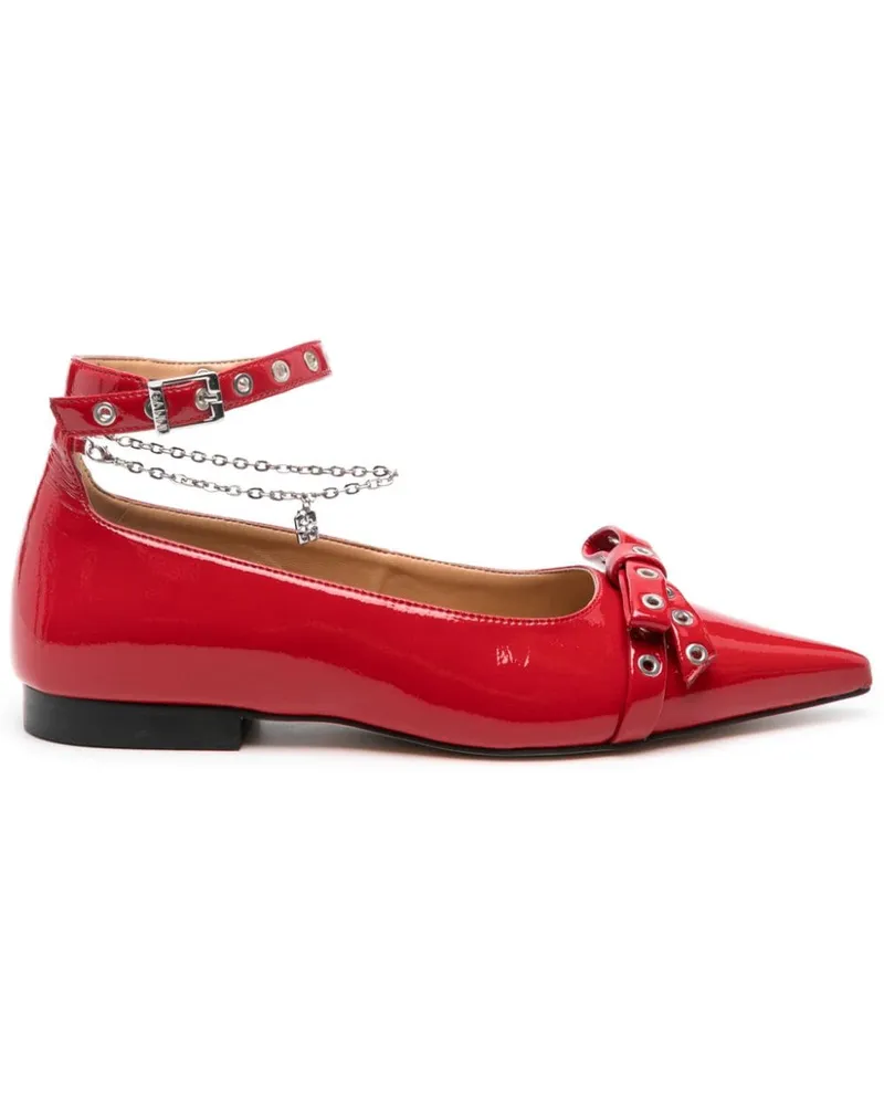 Ganni Ballerinas mit Schleifendetail - Rot Rot