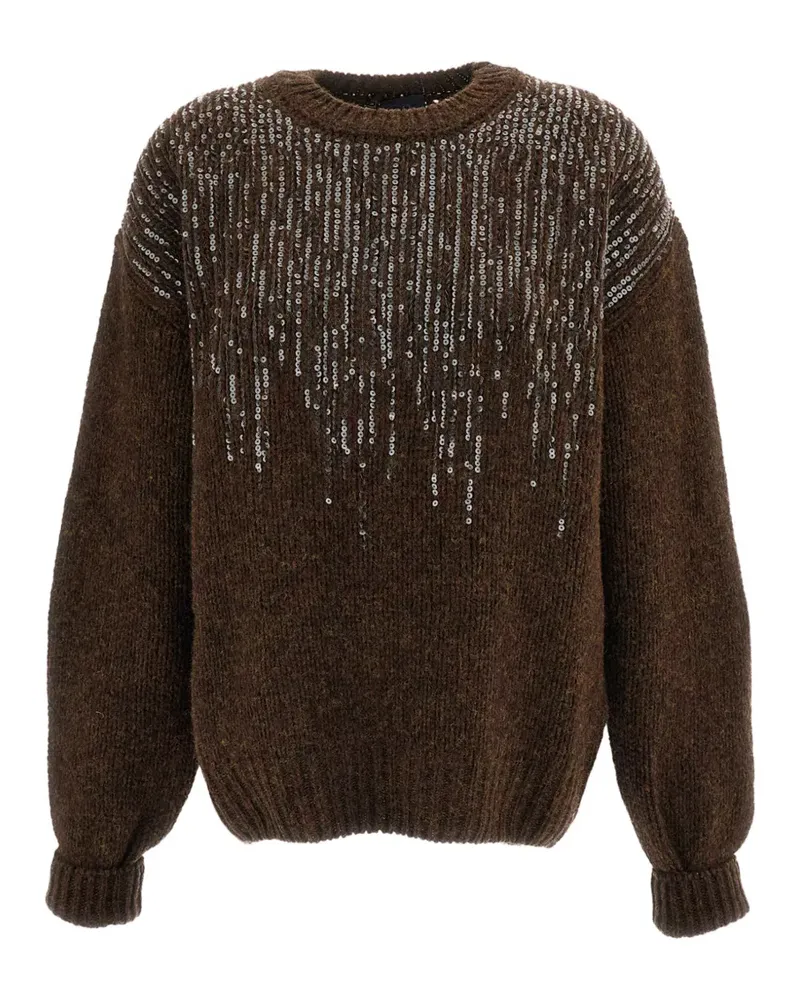 Haikure sequin-embellished ribbed-knit sweater - Braun Braun