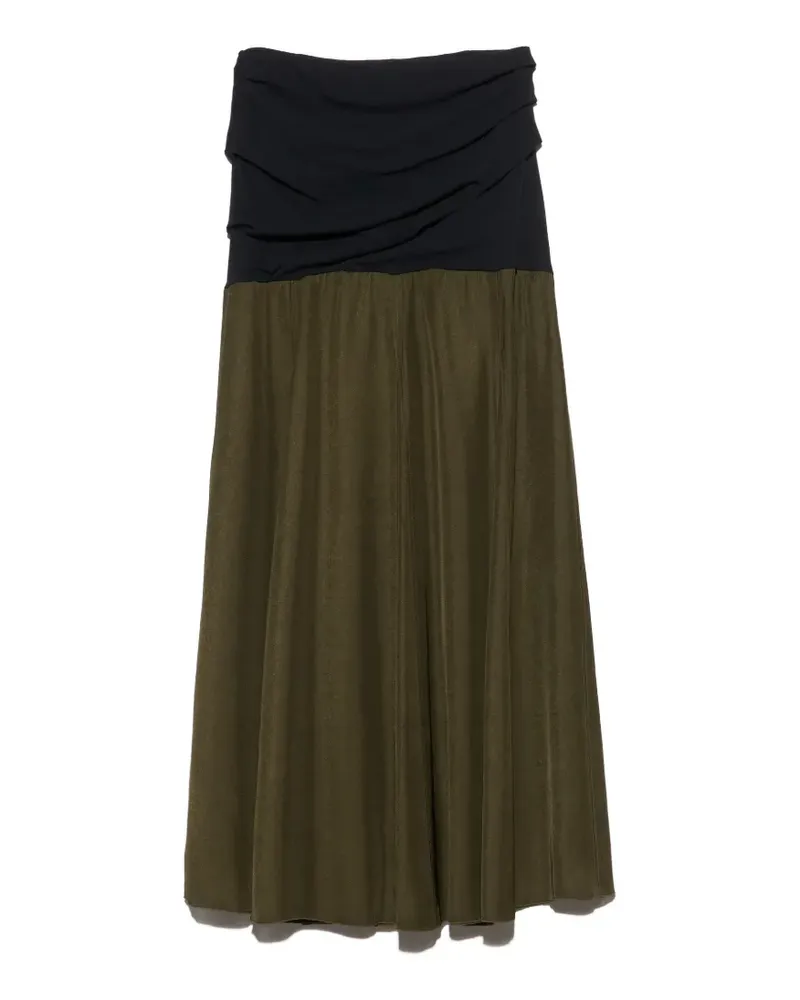 BIMBA Y LOLA Zweifarbiger A-Linien-Rock in Schwarz und Khaki - Grün Grün