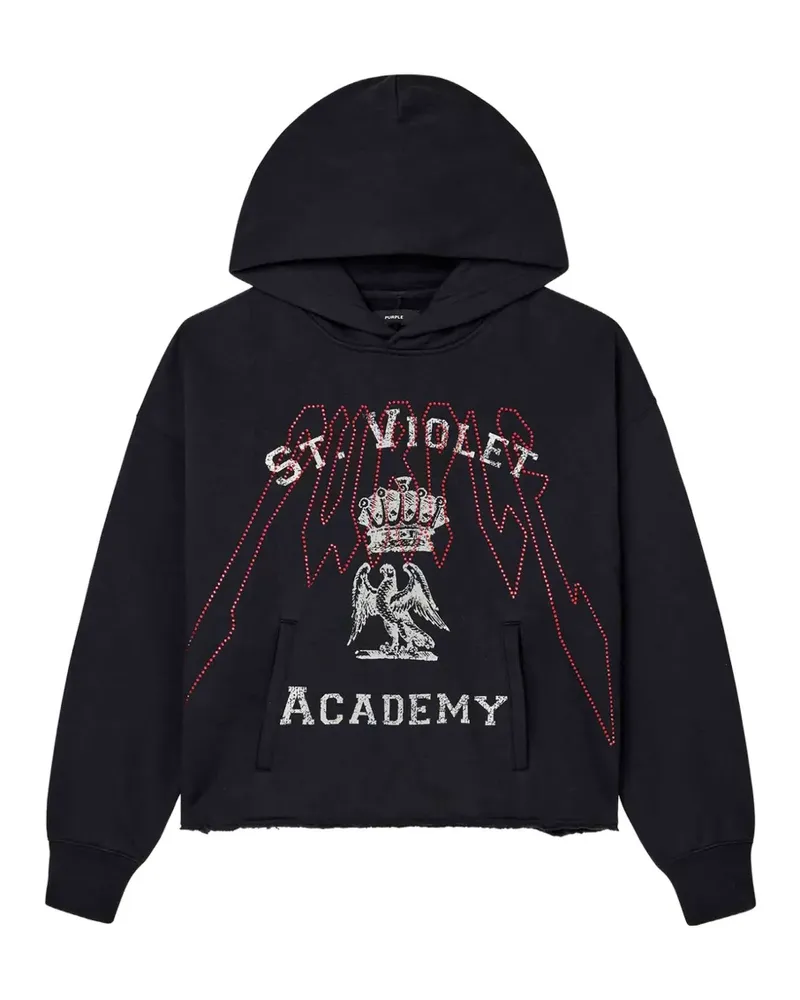 PURPLE BRAND graphic-print raw-cut hoodie - Schwarz Schwarz