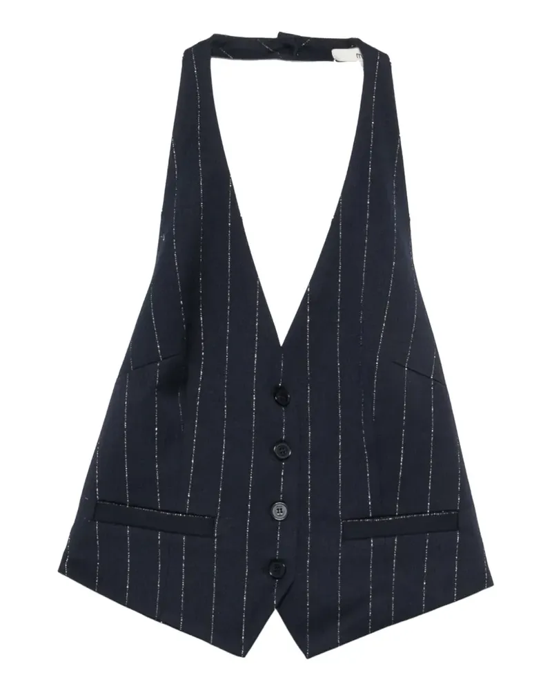 Maje pinstripe-pattern halter-neck top - Blau Blau