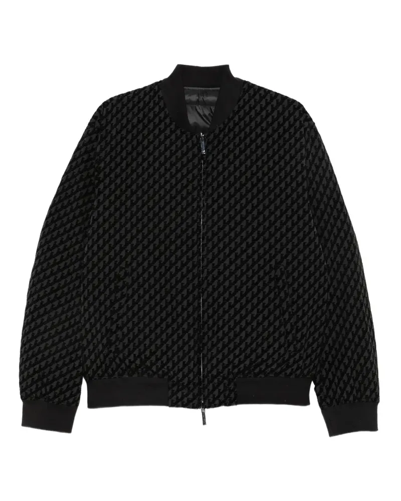 Emporio Armani Bomberjacke mit Monogrammmuster - Schwarz Schwarz