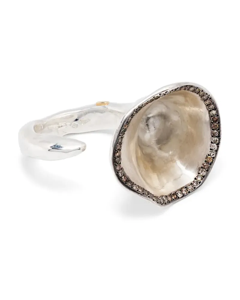 Rosa Maria Saxo Ehering aus Sterlingsilber mit Diamanten Silber