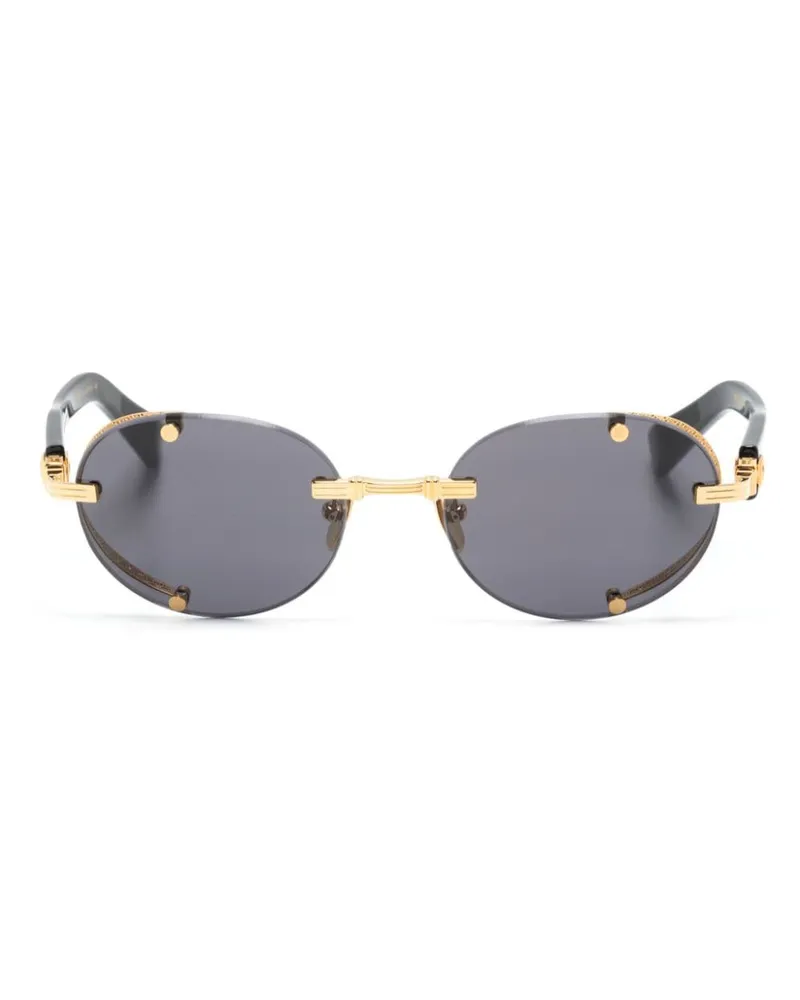 Balmain Sonnenbrille mit ovalem Gestell - Schwarz Schwarz