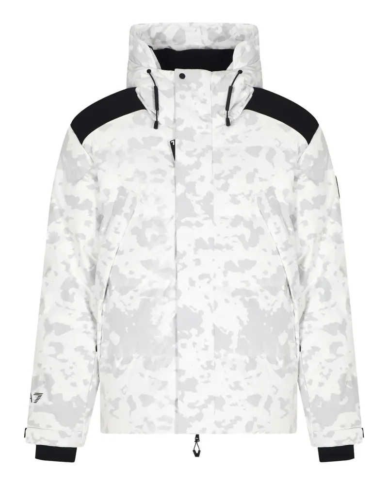 EA7 Kapuzenjacke mit Camouflage-Print - Weiß Weiß