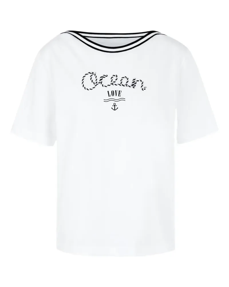 Marc Cain boat neck graphic t-shirt - Weiß Weiß