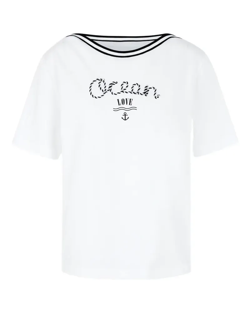 Marc Cain T-Shirt mit U-Boot-Ausschnitt - Weiß Weiß