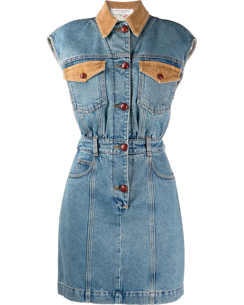 Philosophy Di Lorenzo Serafini Jeanskleid mit Kontrasteinsätzen - Blau Blau