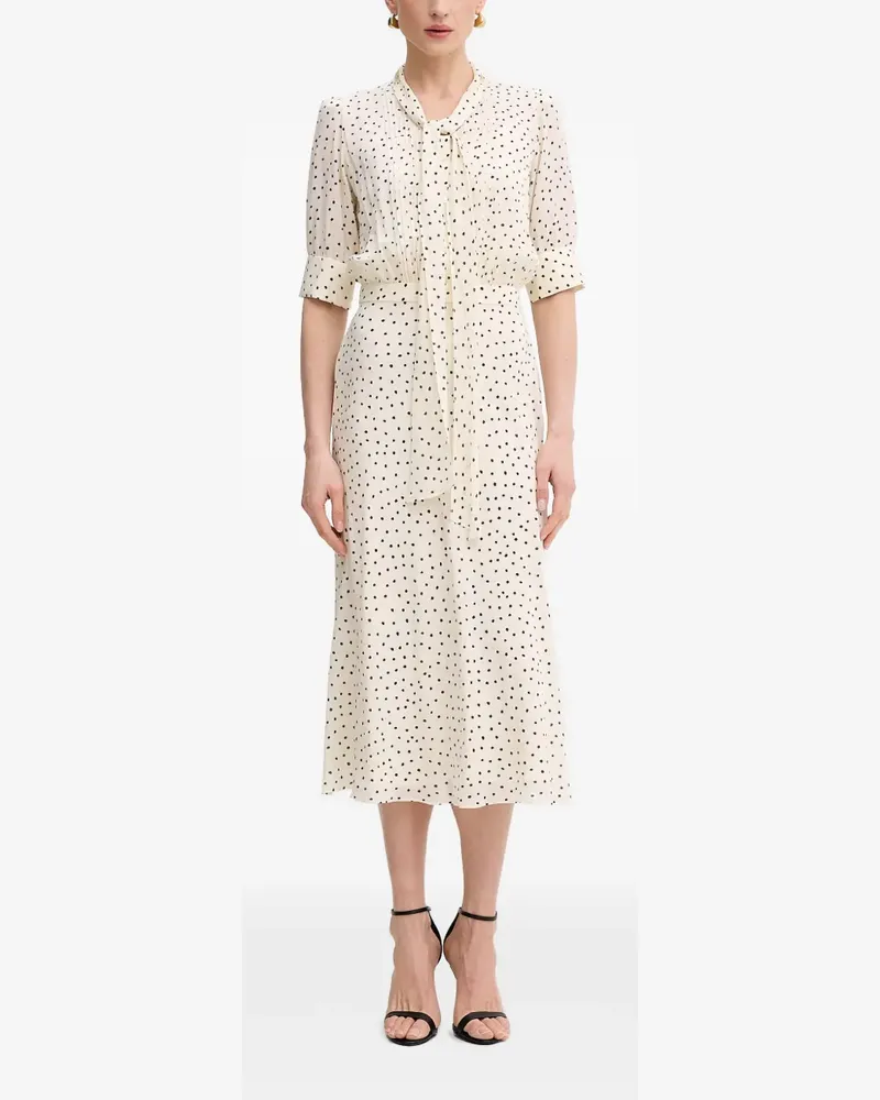 Luisa Spagnoli Pinasca polka-dot tie-neck midi dress - Nude Nude